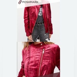 Free People Women's Red Velvet Jacket